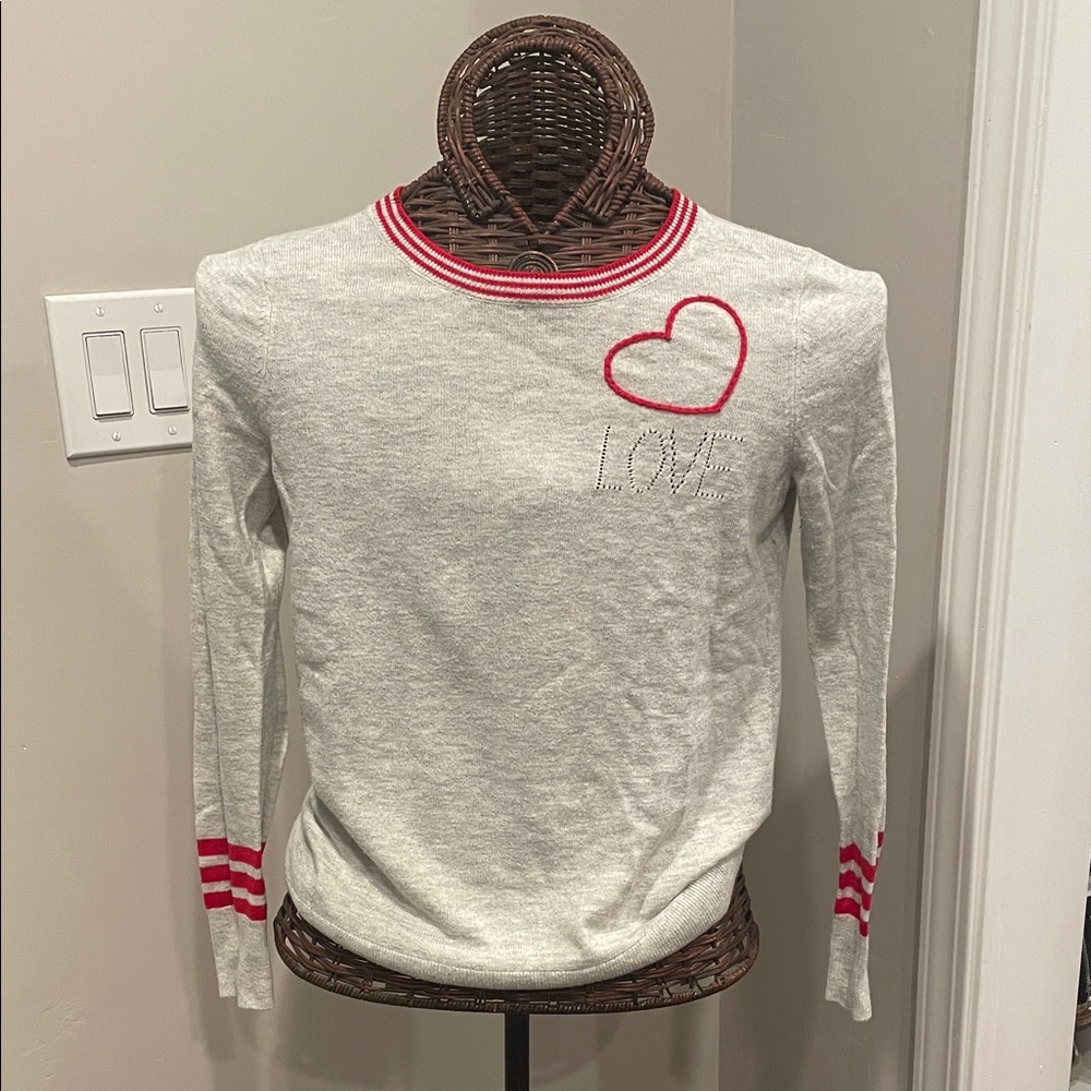 LOFT Red and Gray Knit Sweater